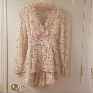 XS Beige Romper from Chicwish